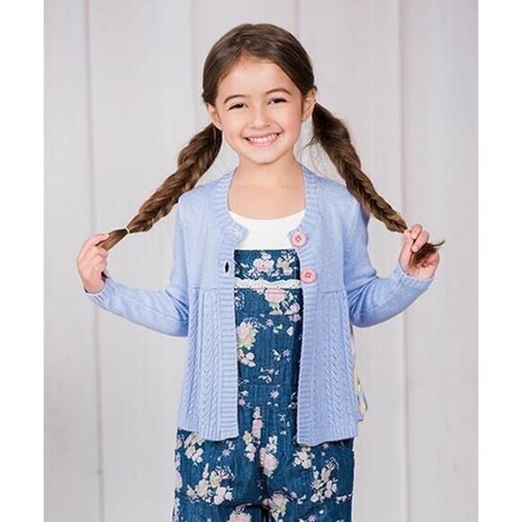 Matilda Jane Spy Girls Cardigan 6 Lavender Long Sleeve Crew Neck Button Up Logo - Picture 1 of 10